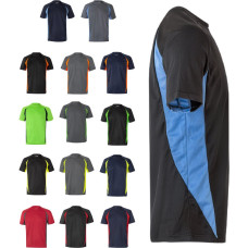 Velilla VL SLAYER. Two-tone bird-eye technical t-shirt (160g/m²), in polyester (100%) / Navy blue / Light blue