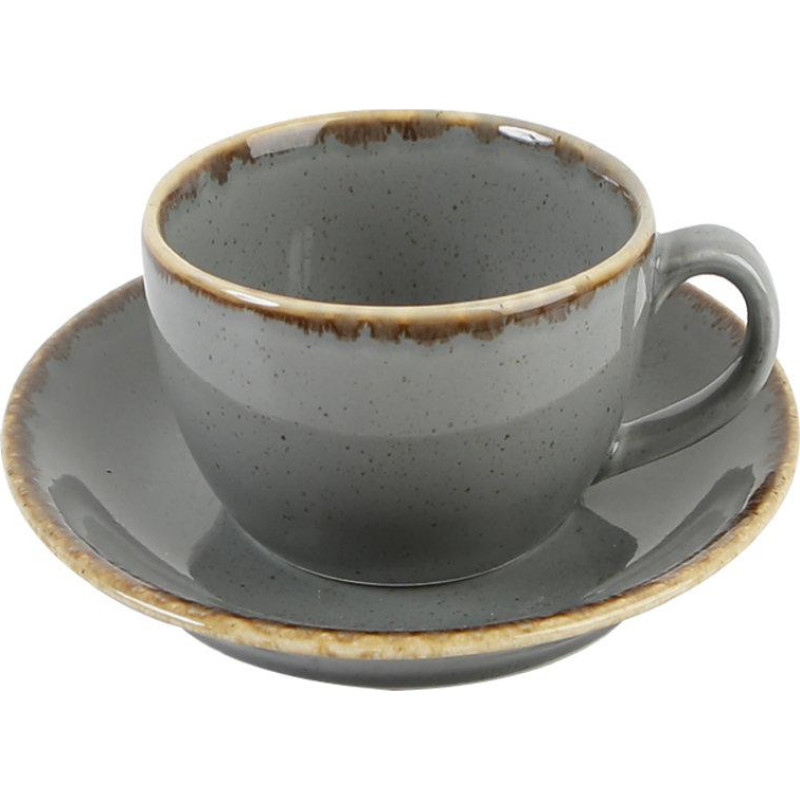 Porland SEASONS tumši pelēka tase ar apakštasi 320ml, Porland