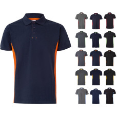 Velilla VL SUPAY. Two-tone piqué polo shirt (180g/m²), short sleeve, in cotton (60%) and polyester (40%) / Black / Yellow