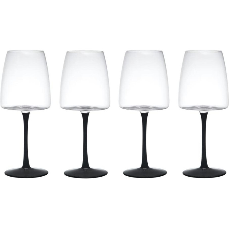 Mikasa PALERMO VĪNA GLĀZES 450ML, MELNA KĀJIŅA, 4 GAB., kristalīns, Mikasa