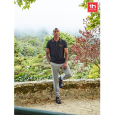 Th Clothes® THC ROME. Men's Polo Shirt with contrast colour trim and buttons / Grey