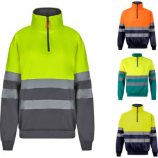 Velilla VL THOR LARGE. Two-tone sweatshirt (300g/m²) in polyester fleece (100%) / Grey / Yellow