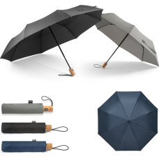 RIVER. Telescopic umbrella in 190T recycled polyester (100% rPET) pongee with automatic opening and closing / Light grey