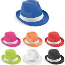 MANOLO POLI. Hat in PP with white polyester ribbon / Black