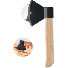 Pizza cutter bamboo handle