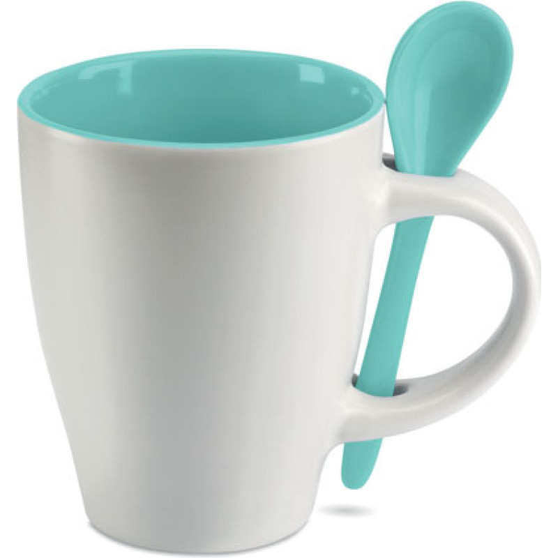 Bicolour mug with spoon 250 ml