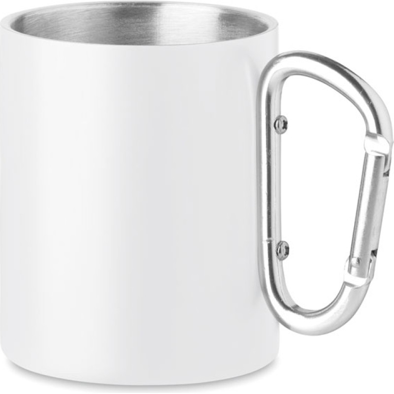 Metal mug and carabiner handle