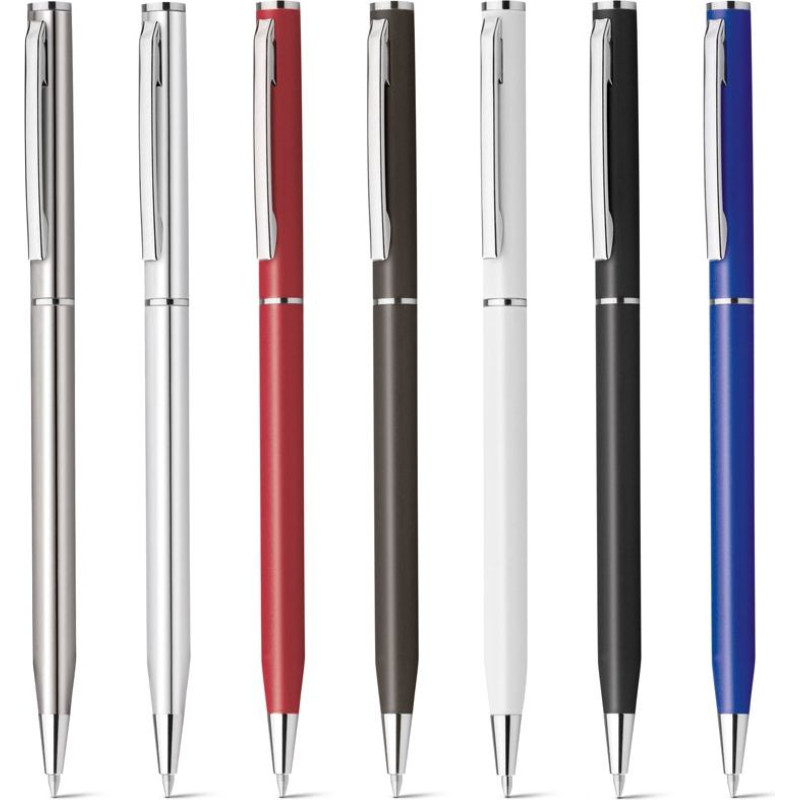 LESLEY METALLIC. Aluminium ball pen with clip and twist mechanism