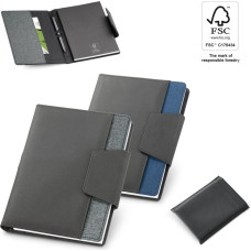 RUSSEL. PU and polyester fabric cover with A5 notebook with plain pages