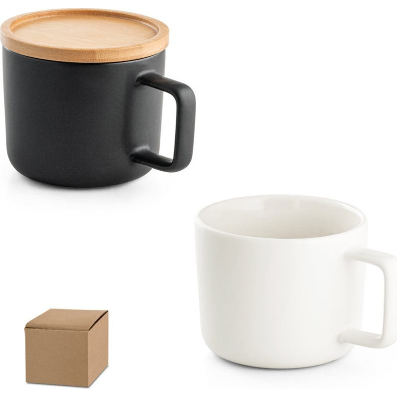 FANGIO. 220 mL ceramic mug with lid and bamboo base