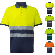 Velilla VL ACHELOUS. Two-tone piqué polo shirt (150g/m²) with short sleeves, in cotton (55%) and polyester (45%)
