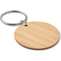 Round bamboo key ring