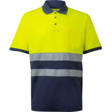 Velilla VL ACHELOUS. Two-tone piqué polo shirt (150g/m²) with short sleeves, in cotton (55%) and polyester (45%)