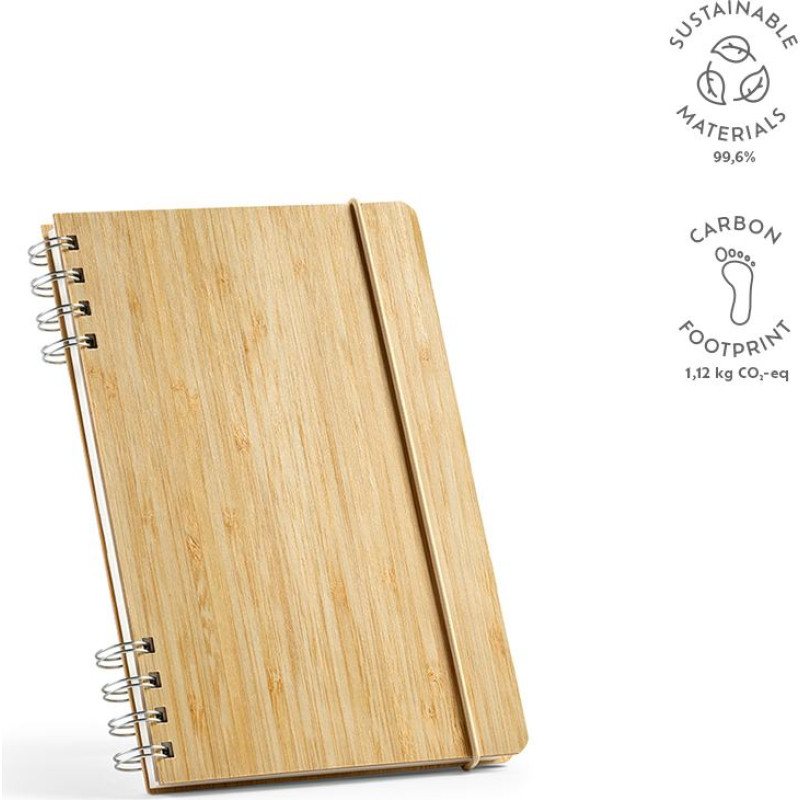 Dante A5 Notebook Bamboo cover. 70gsm Recycled 196 pages