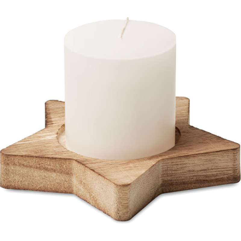 Candle on star wooden base