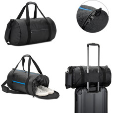 OSASCO SPORT. Cylindrical sports bag in high-density 600D recycled polyester with side compartment for shoes