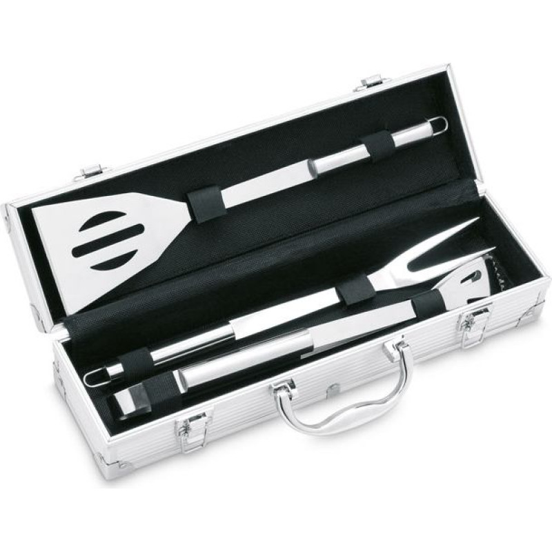 3 BBQ tools in aluminium case