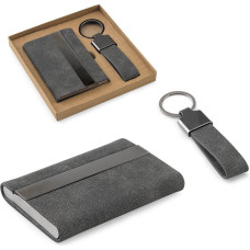 VAUGHN. Set consisting of a card holder and a key holder, both made of metal and recycled polyester (30% rPET)